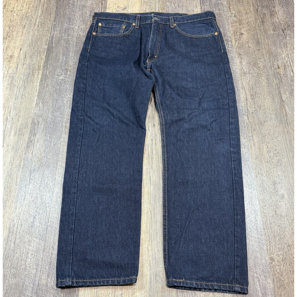 Levis 505 Blue Jeans Mens 38x30 Dark Wash Straight Leg Denim Classic Fit